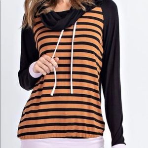 Striped Cowl Hoodie